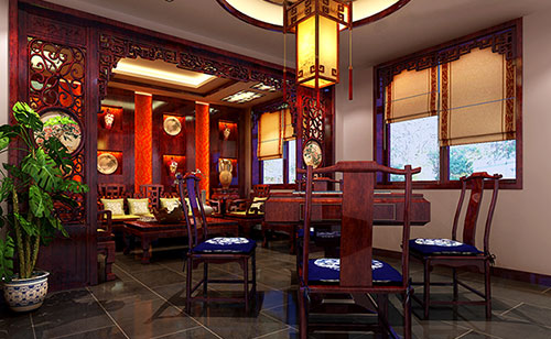 江门古典中式风格茶楼包间设计装修效果图